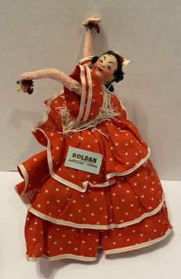 Vintage Klumpe Roldan Spanish Flamenco Lady Dancer Cloth Doll Spain 1950s
