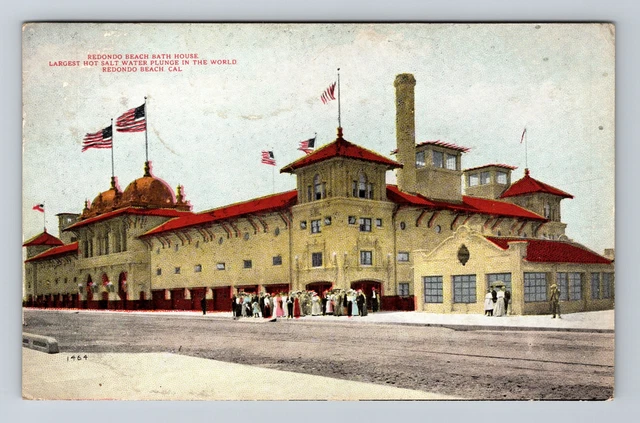 Redondo Beach CA-California, Redondo Beach Bath House, c1909 Vintage Postcard