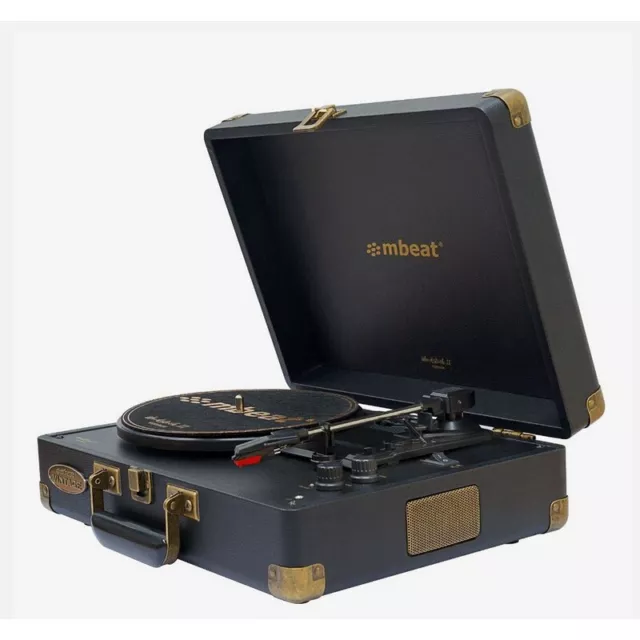 mbeat MB-TR96BLK Woodstock 2 Black Retro Turntable Player with BT Receiver & ...