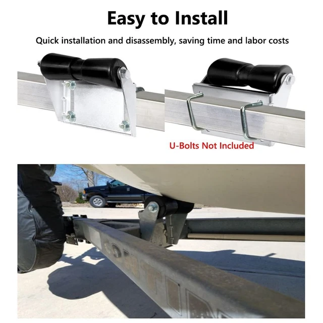 12-Inch Boat Trailer Keel Roller Assembly Kit With Brackets – Heavy Duty Rubber