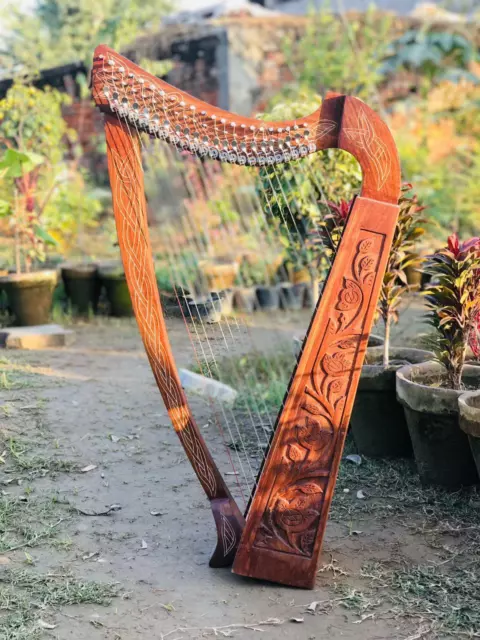 22 String harp SOLID ROSEWOOD Extra Strings & Carrying case Great for Teenagers