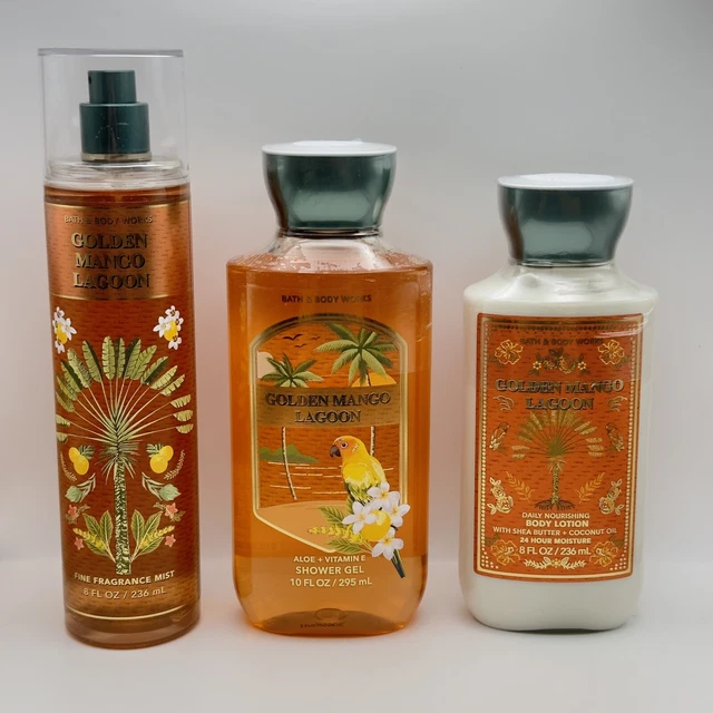 BATH & BODY Works GOLDEN MANGO LAGOON Mist Body Lotion Shower Gel X3