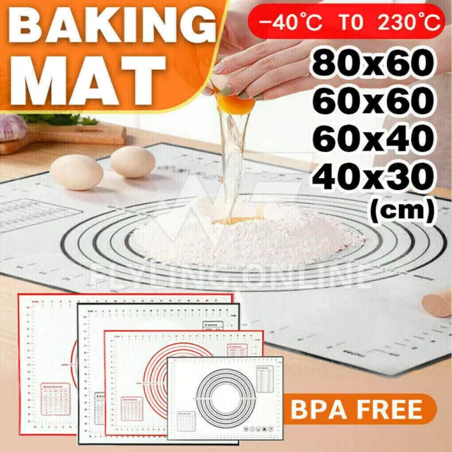 Silicone Non-stick Roll Pad Cake Dough Mat Pastry Clay Fondant Baking Mat  60x40