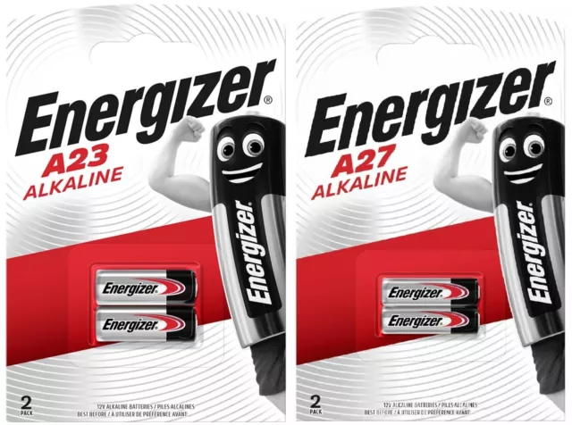 Energizer A23 A27 Alkaline Batteries 12V Security 23A MN21 LRV08 Key Fobs Alarms