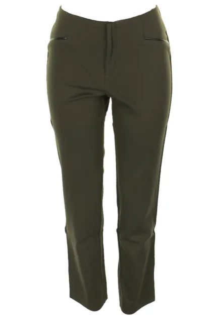 Inc International Concept Green Faux-Leather-Trim Short-Length Curvy-Fit Pant 8S