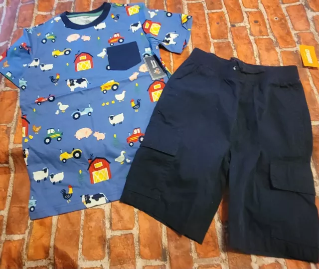 Gymboree Boys Farm Shirt Sz 8 Blue Shorts Sz 7 Nwt Set Outfit