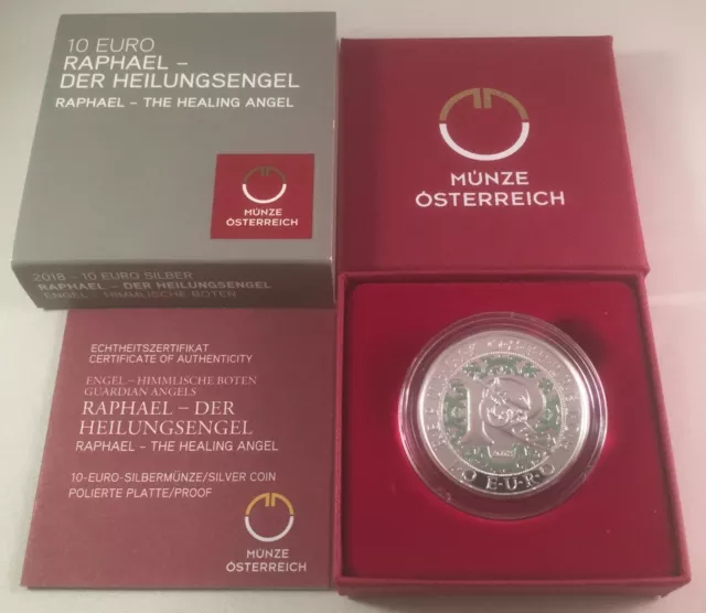 Österreich 10 Euro Silber Münze Engel - Himmlische Boten - Raphael PP