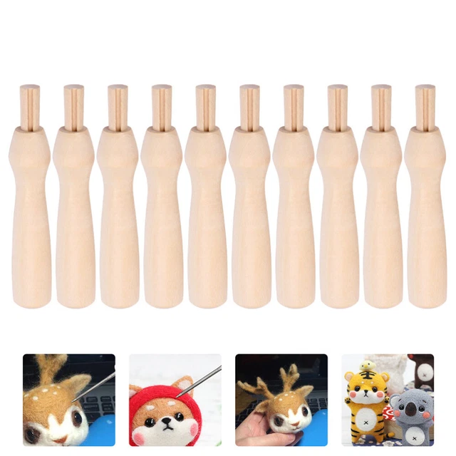 10 Pcs Griff Aus Nadelfilz Holzgriff Stecken Holzhalterung Stanzwerkzeug Zinke