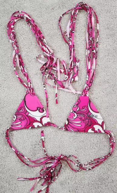 MIKOH SWIMWEAR BIKINI Martinique multistring FUCHSIA PINK white floral XSmall 2