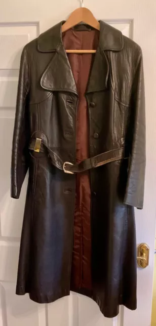 Stylish Brown Leather Coat By Morel Of London Size 36.