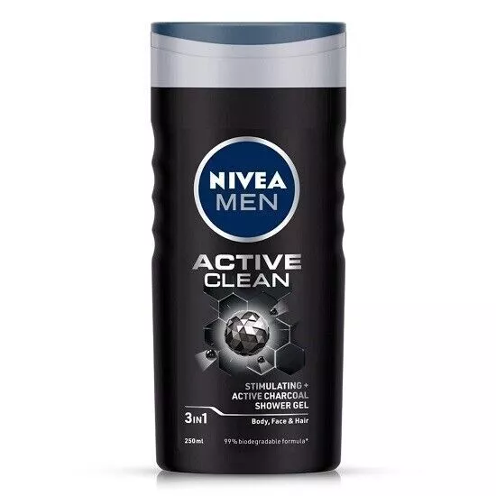 NIVEA Men Body Wash, Active Clean mit Aktivkohle, Duschgel für Körper,...