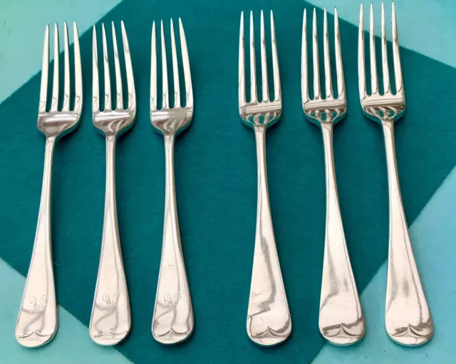 TABLE FORKS x6 OLD ENGLISH GOLDSMITHS SILVERSMITHS POTTER ANTIQUE SILVER PLATE