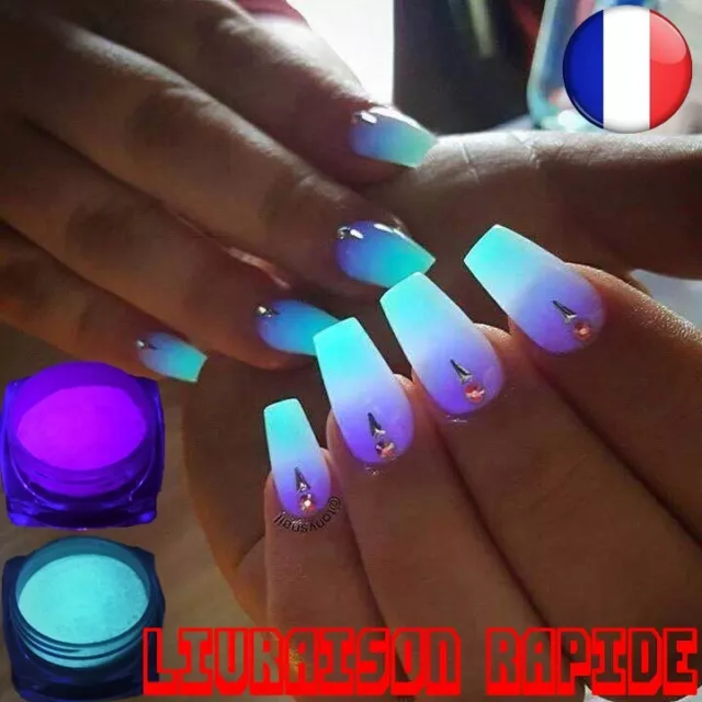 Poudre Phosphore Ongles Vernis 10 Couleurs Nail Lumineux Pigment Fluorescent