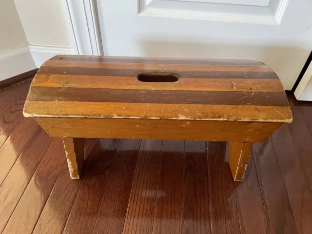 Old Vintage Distressed WOOD STOOL Bench Country Farmhouse Hand Made