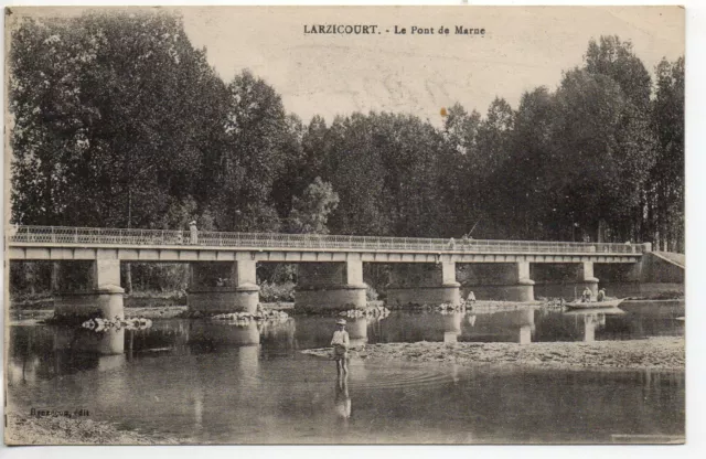 LARZICOURT - Marne - CPA 51 - Pont sur la Marne - pecheur