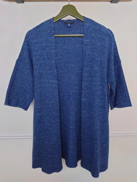 Eileen Fisher Organic Cotton Blend Cardigan Open Front Short Sleeve Size Small