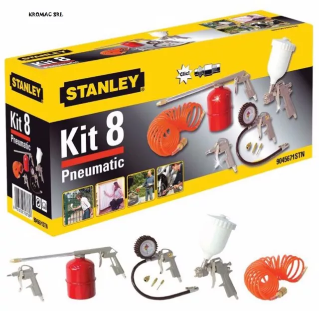 Kit Accessori compressore aria compressa Stanley 8 pezzi aerografo alluminio