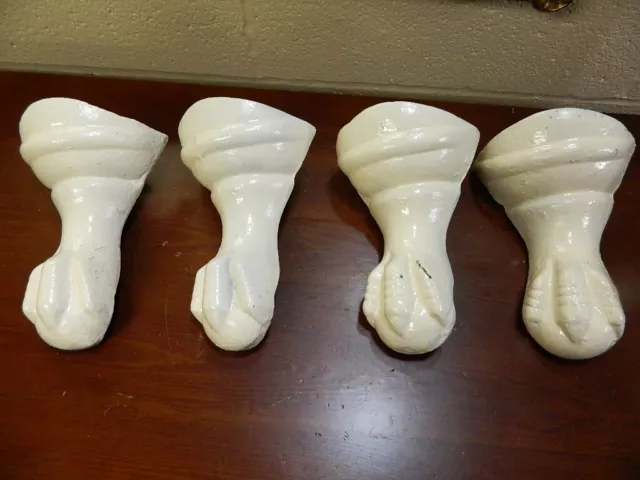 Set of 4 Vintage Antique Cast Iron Claw Foot Tub Feet w/ Hardware