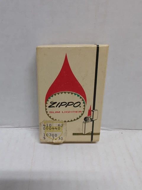 Vintage Zippo Slim Lighter no. 1610 High Polish Chrome Finish W/Box & Instr. E11