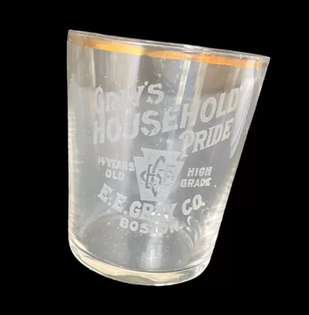 Grays Household Frost Etched Shot Dose Glass Antique Victorian Whiskey Vintage