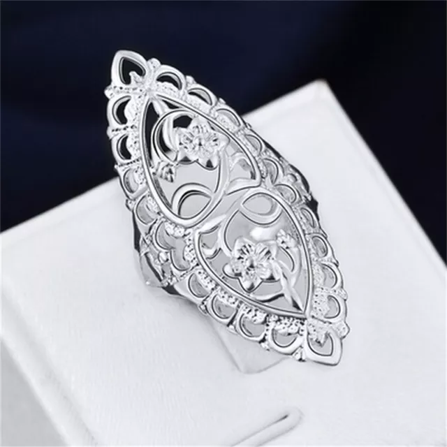 Fashion Cute 925 Sterling Silver Filled Hollow Big Ring Ladies Women Rings  -7H