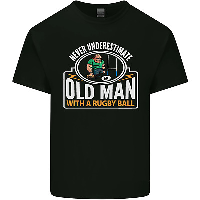 An Old Man With a Rugby Ball Player Funny Mens Cotton T-Shirt Tee Top