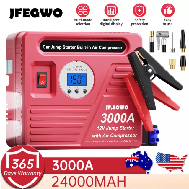 Jump Starter Air Compressor Power Bank Emergency Portable Car Battery Booster US