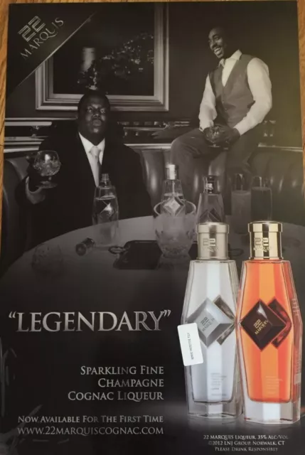 TUPAC SHAKUR & NOTORIOUS BIG 22 MARQUIS COGNAC CHAMPAGNE🔥RARE PROMO SIGN 24x16