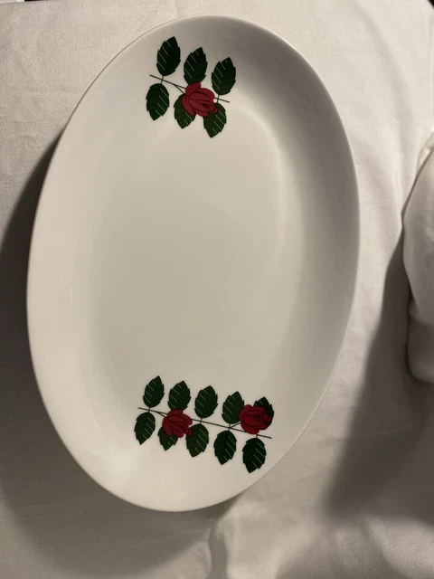 Vintage Blunt Winterling Marktlheuthen 13" Oval Platter Long Stem Red Roses