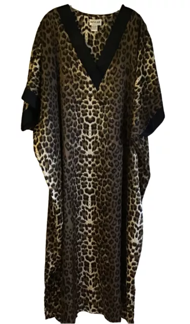 Winlar Womens One Size Caftan Brown Leopard Cheetah Long Length Vintage