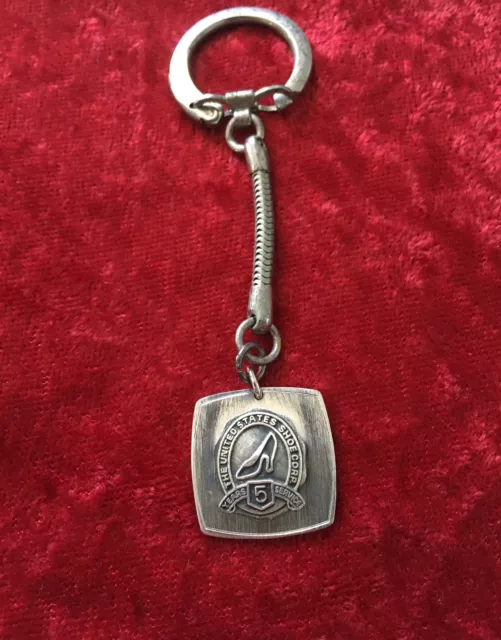 Vintage Keychain UNITED STATES SHOE CORP. Sterling Silver Fob / Charm KEY RING