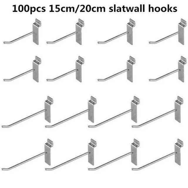 15cm/20cm 100pcs Slat Wall Hooks Slatwall Single Pin Hook Display Panels Hangers