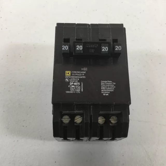 Square D Homeline Double Pole Standard Trip Quad Tandem Circuit Breaker Used