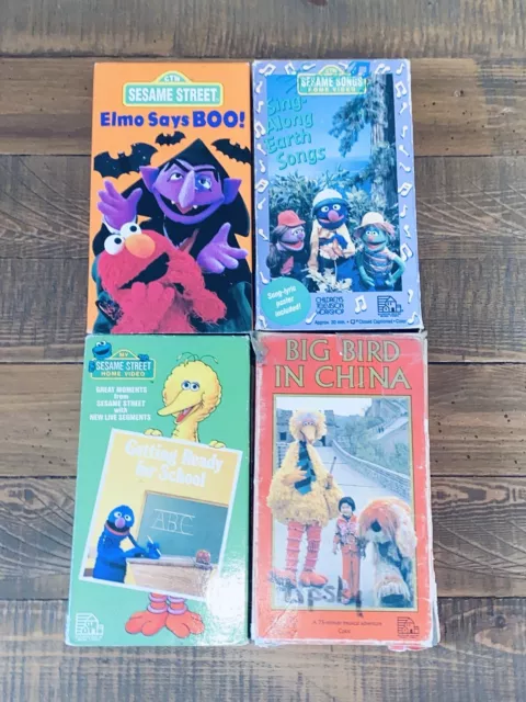 X4 VHS LOT Sesame Street Getting Ready For School Sing Along Big Bird Elmo Shows
