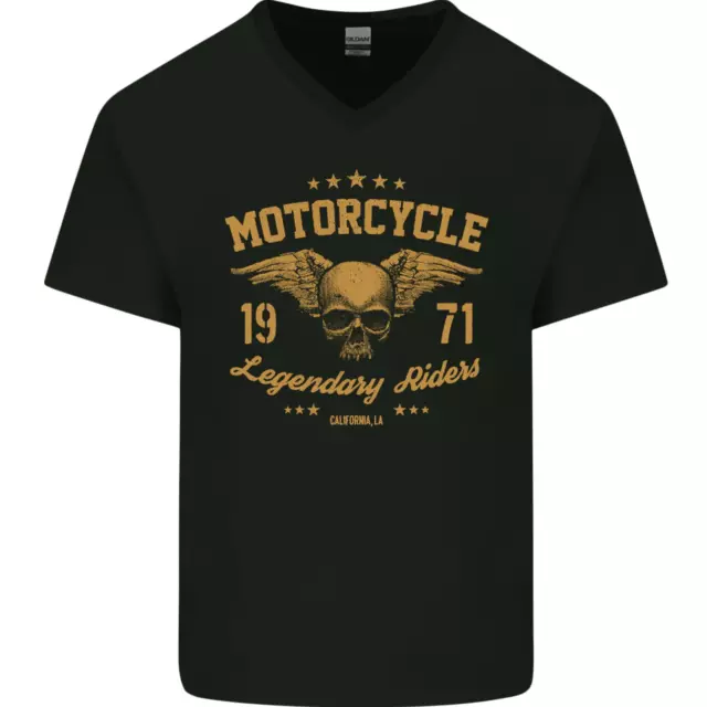 Moto Legendario Riders Motero Moto Hombre Cuello En V Algodón Camiseta