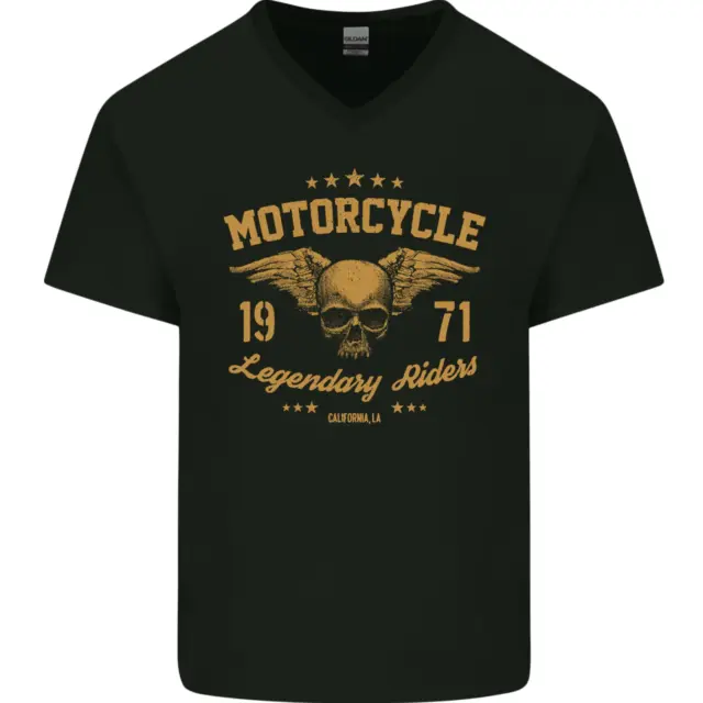 T-shirt da uomo in cotone scollo a V moto leggendaria motociclista motociclista motociclista