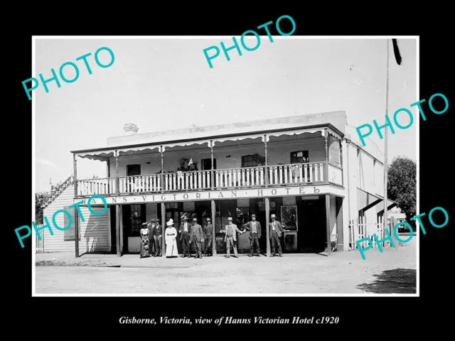 OLD LARGE HISTORIC PHOTO OF GISBORNE VICTORIA THE HANNS VICTORIAN HOTEL c1920