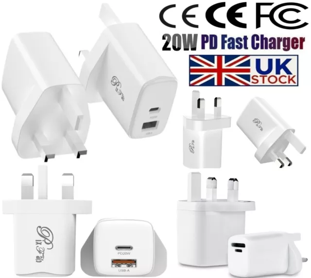 Genuine 18w USB-A + 20w USB-C Rapid Fast iPhone iPad Wall Charger Power Adapter