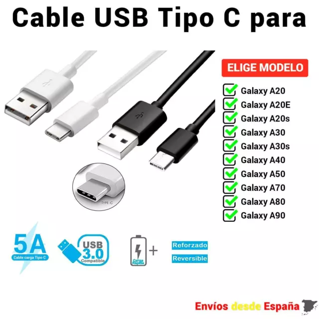 Cable USB Tipo C para Samsung Galaxy A20 A20E A20s A30 A30s de Carga rapida y Da