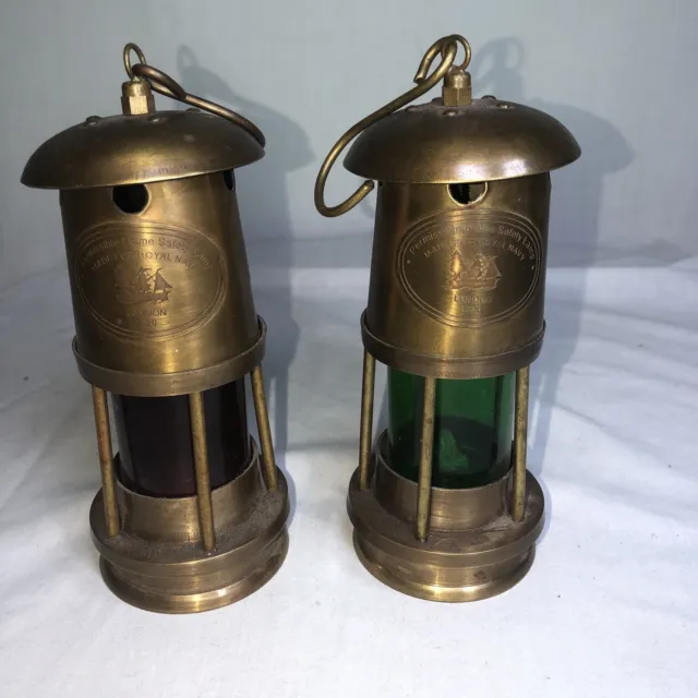 Antique Brass Set of 2 Miner Boat Lamp 7"Nautical Ship Lantern Oil Maritime Lamp