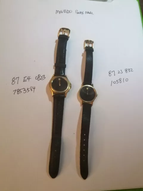 Lot of 2 Movado Museum 87 23 832 & 87 E4 0823 Quartz Swiss Made Watches