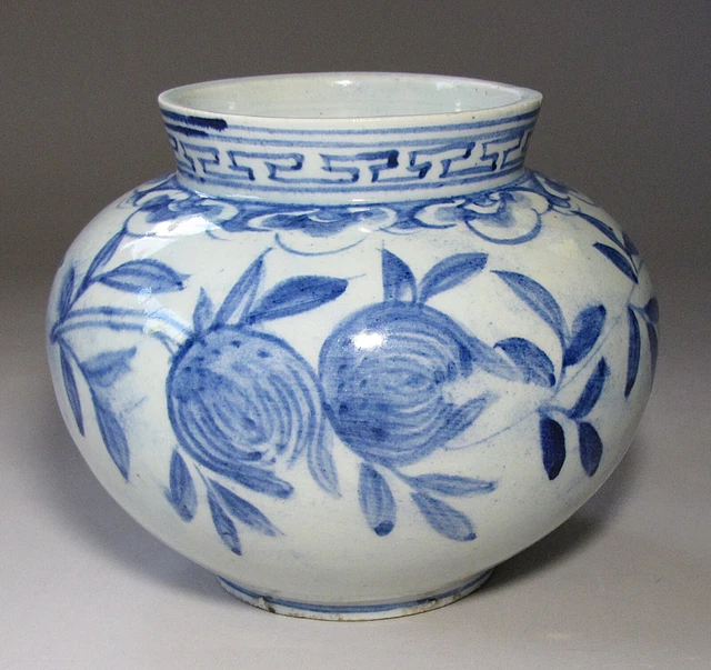 A Fine Korean Blue and White Painted Globular Jar-19th C.