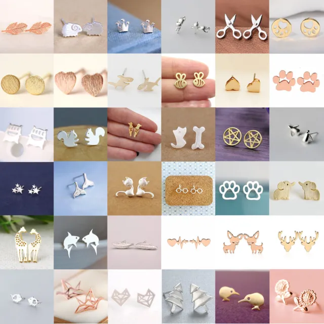 Women's Girls 925 Silver Earrings Cute Ear Stud Jewelry Gifts Fashion Lady