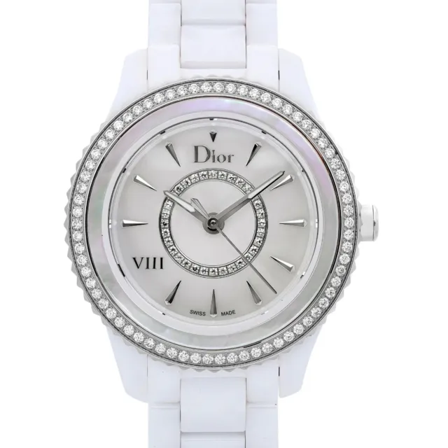 Christian Dior VIII Ceramic Diamond Bezel MOP Dial Ladies Watch CD1231E4C001 2