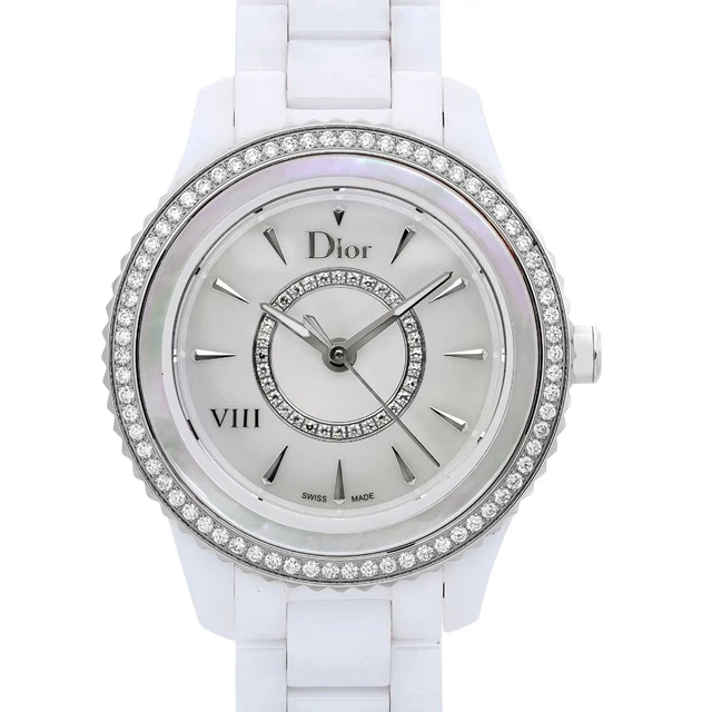 Christian Dior VIII Ceramic Diamond Bezel MOP Dial Ladies Watch CD1231E4C001 2