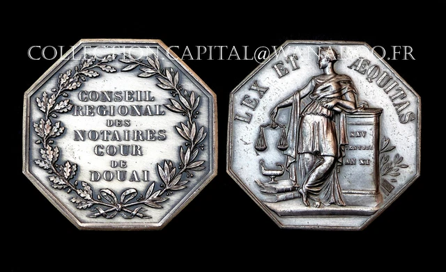 Jeton Conseil Régional des Notaires Cour de Douai 1890. Argent. Réf: 458a Ler.