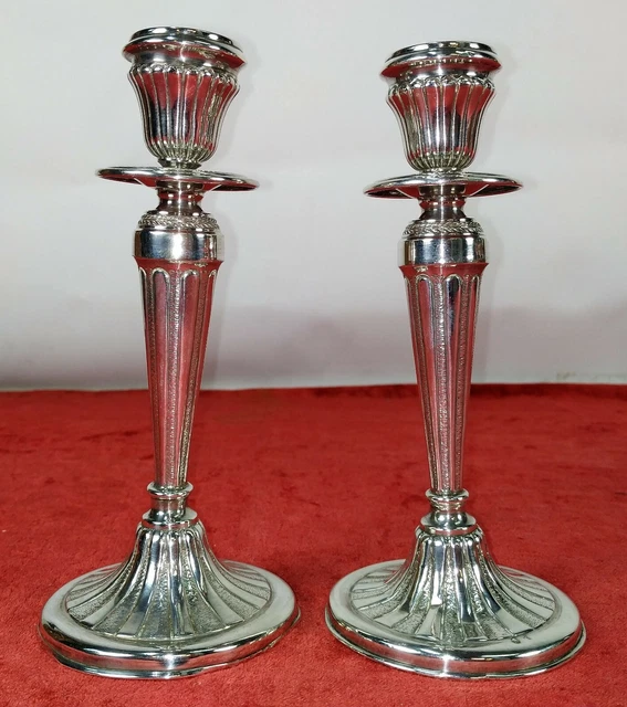 Pair Of Candelabra. Punched Silver. Louis Xvi Style. Spain. Circa 1950