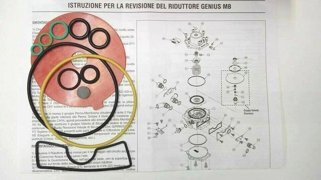 Guarnizioni Gpl Ricambio Kit Riparazione Riduttore GPL BRC Genius MB 4084 - Guarnizione E Diaframma Di Sostituzione Riduttore BRC Genius MB 4084