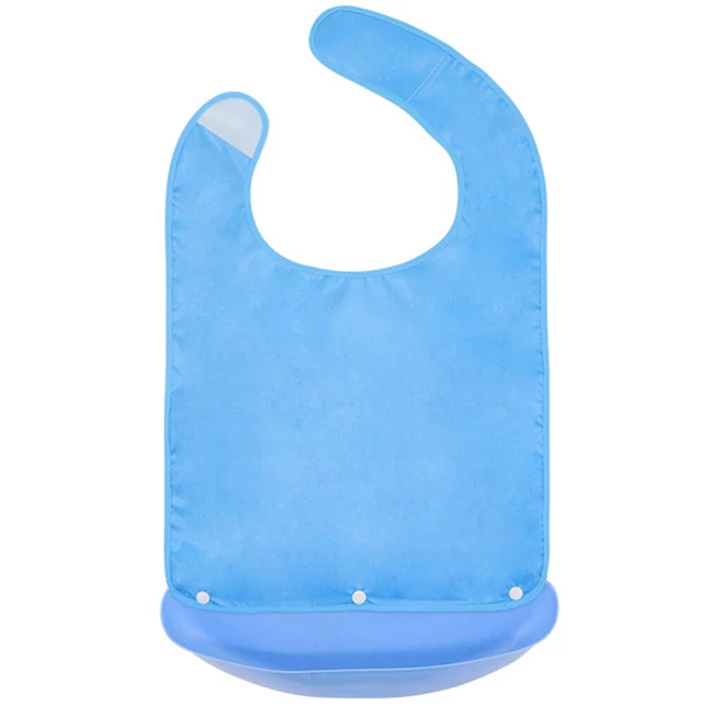Delantal de ayuda para adultos disfraces Bib delantal para comer adultos poliéster azul