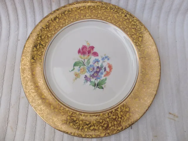 Gorgeous Vintage Royal Winton Floral Display Or Cake Plate Thick Gold Trim